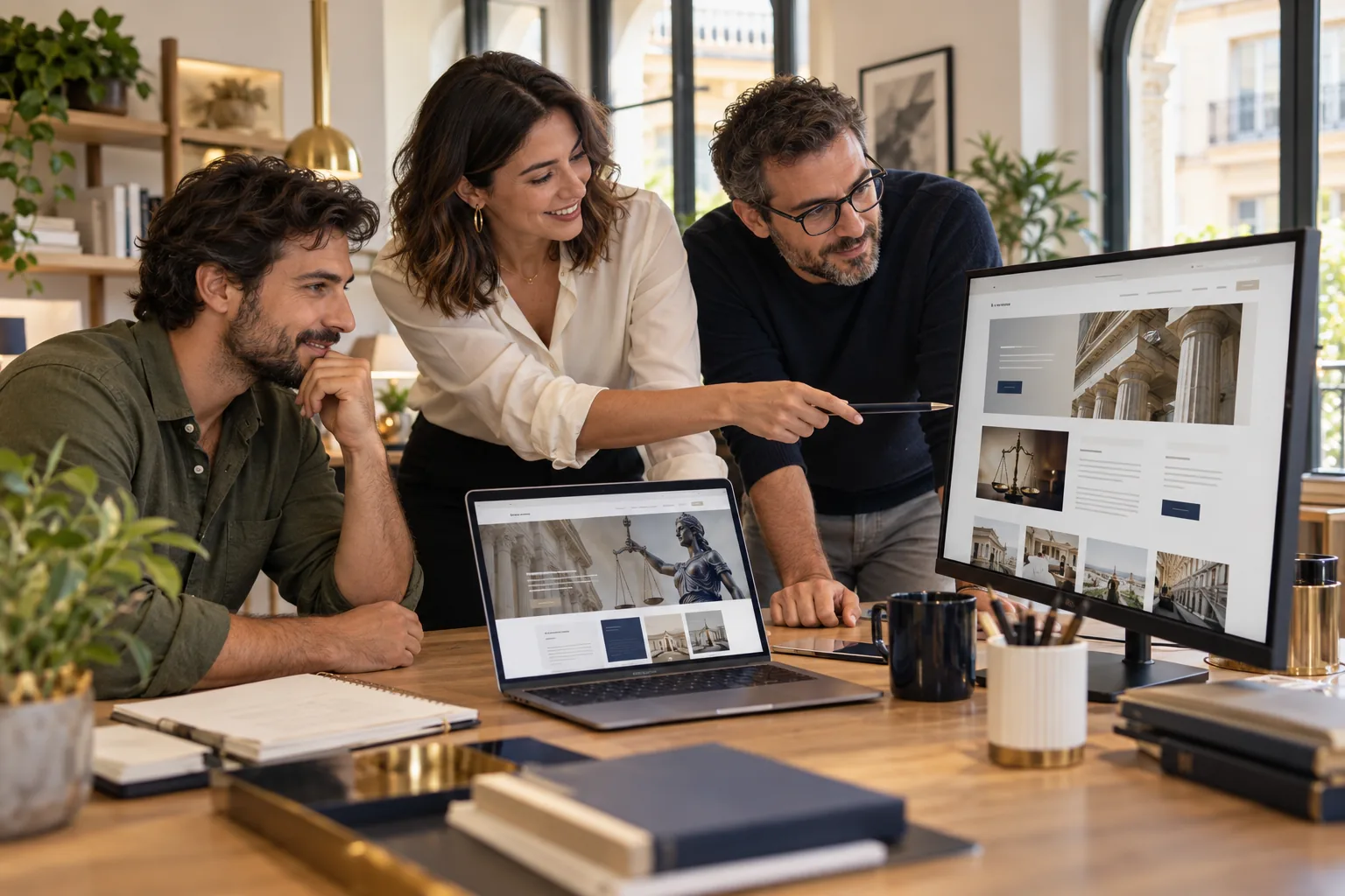 Equipo de diseño trabajando en la web de un despacho jurídico